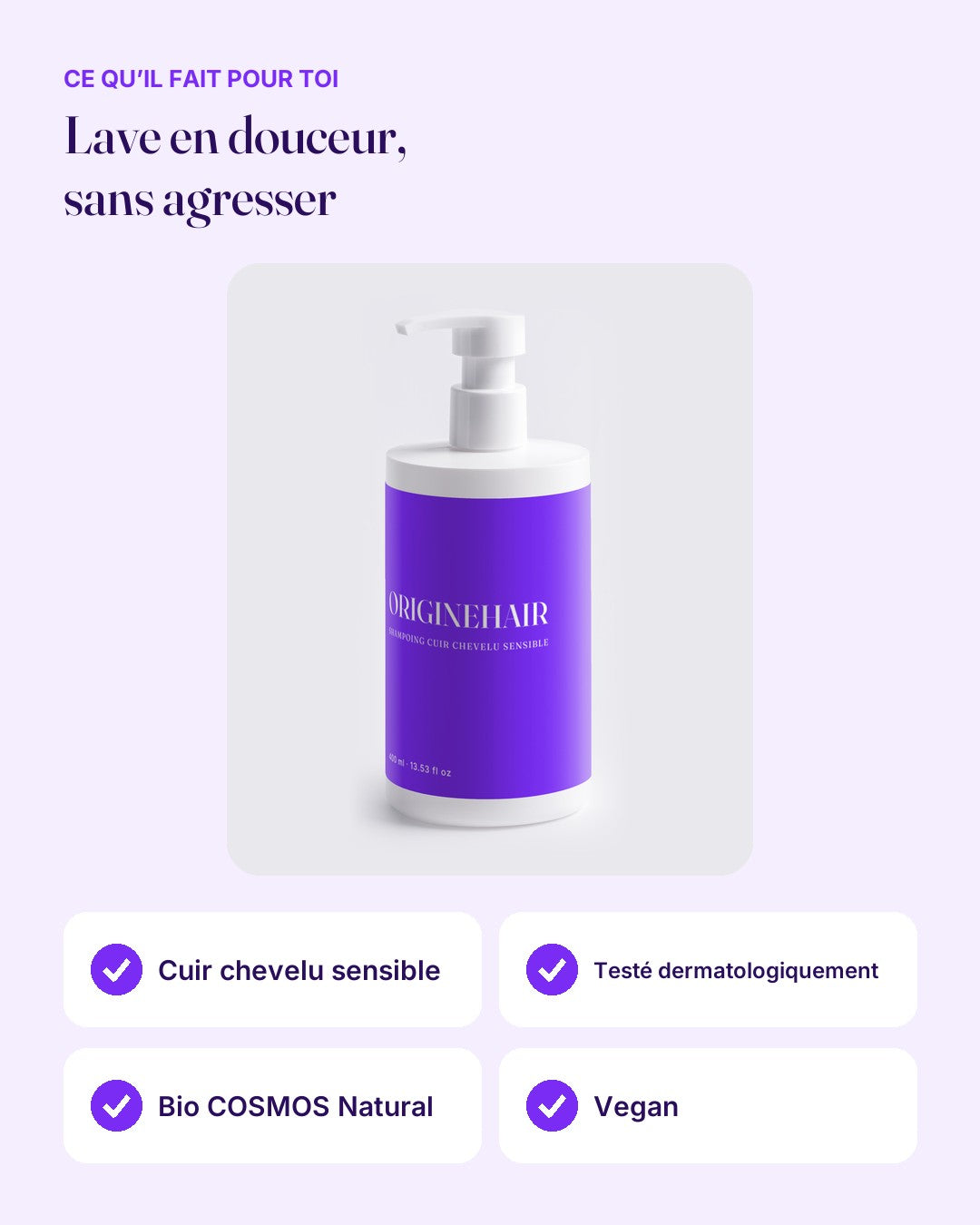 Les bienfaits du shampoing doux ORIGINEHAIR pour cuir chevelu sensible