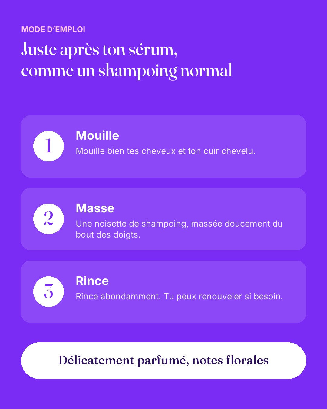 Mode d'emploi du shampoing ORIGINEHAIR en 3 étapes